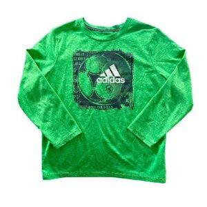 Adidas Boys Green Soccer Ball Long Sleeve Shirt / Top size youth 6